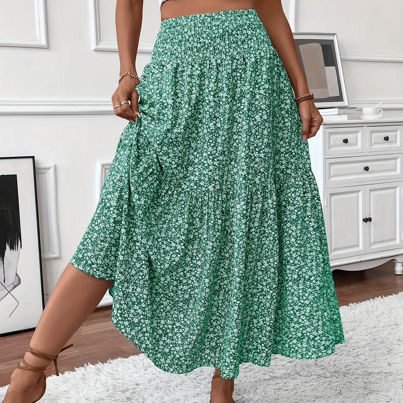 Malika | Tiered Floral Maxi Skirt