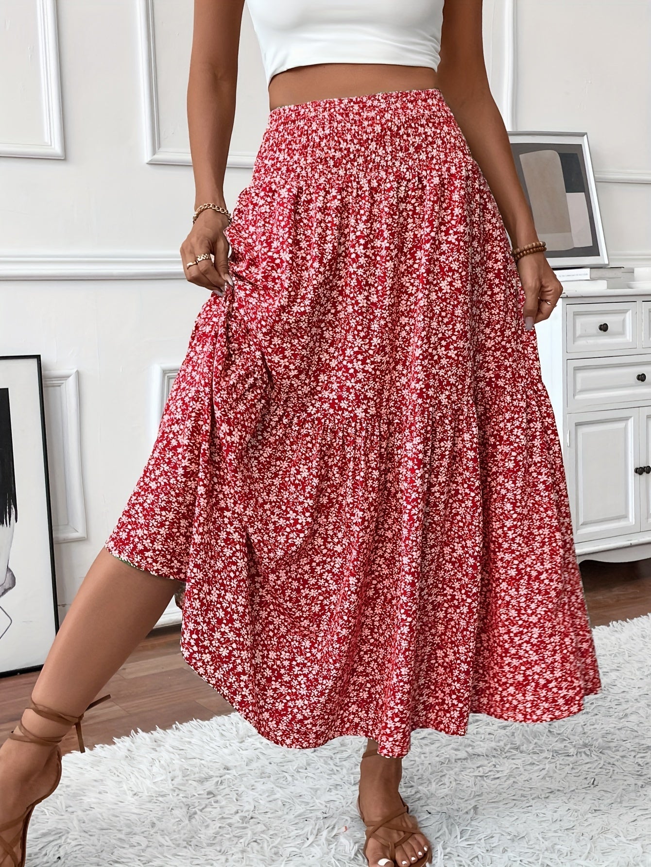 Malika | Tiered Floral Maxi Skirt