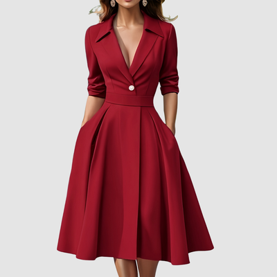 Rosalie Quinn | Buttoned Long-Sleeve Midi Dress