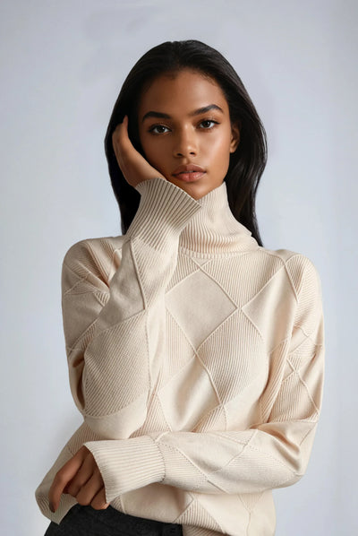 Sky | Turtleneck Sweater with Diamond Pattern