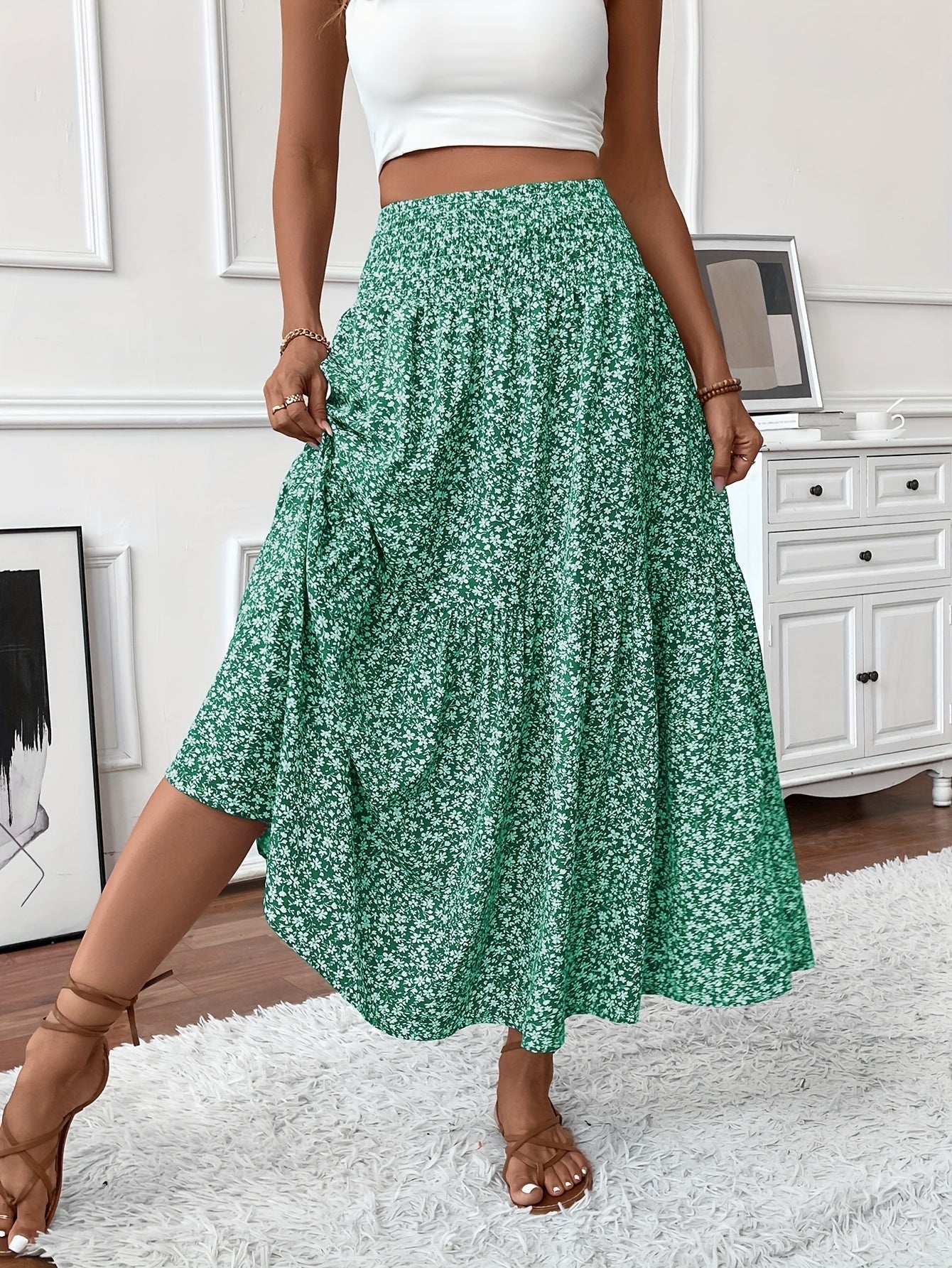 Malika | Tiered Floral Maxi Skirt