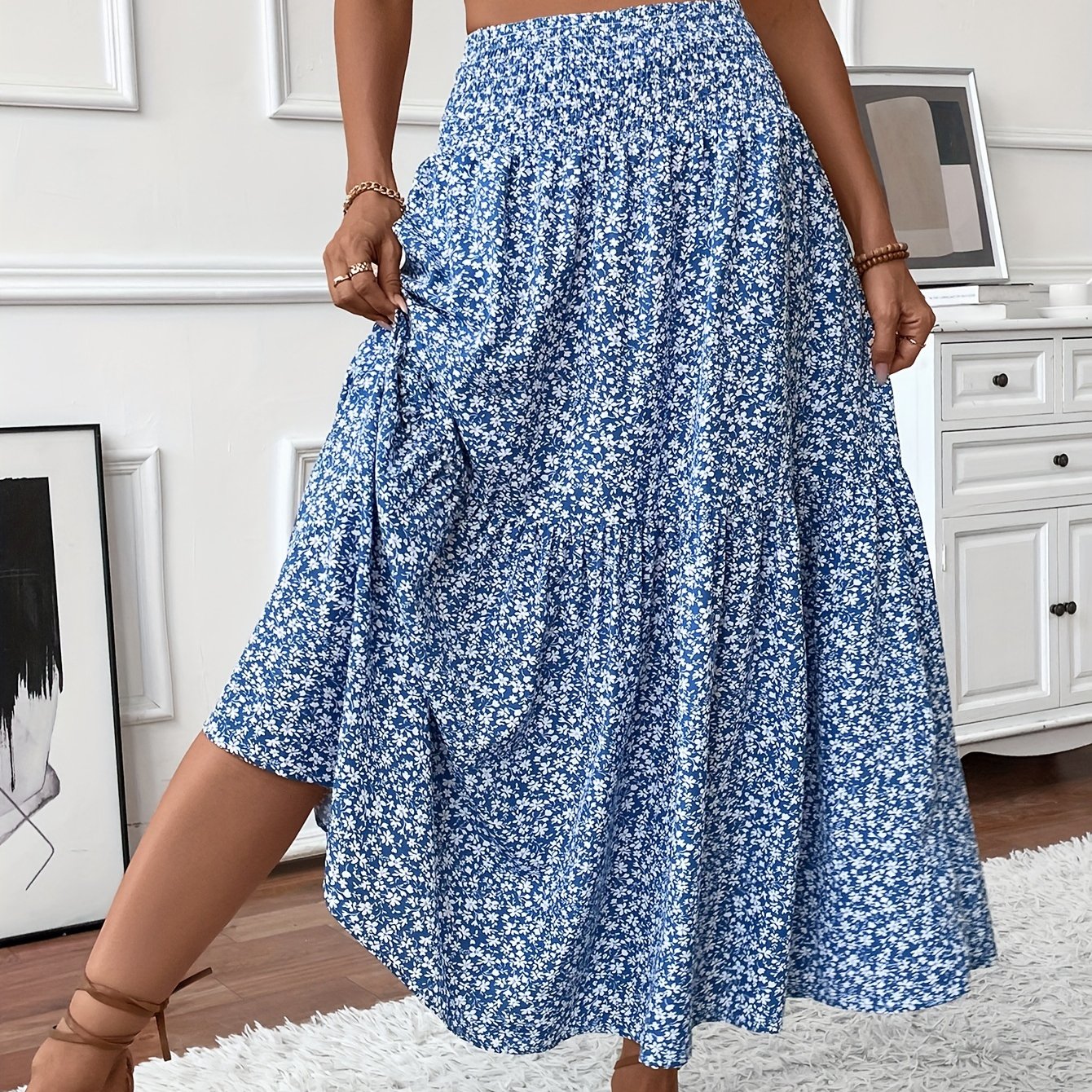 Malika | Tiered Floral Maxi Skirt