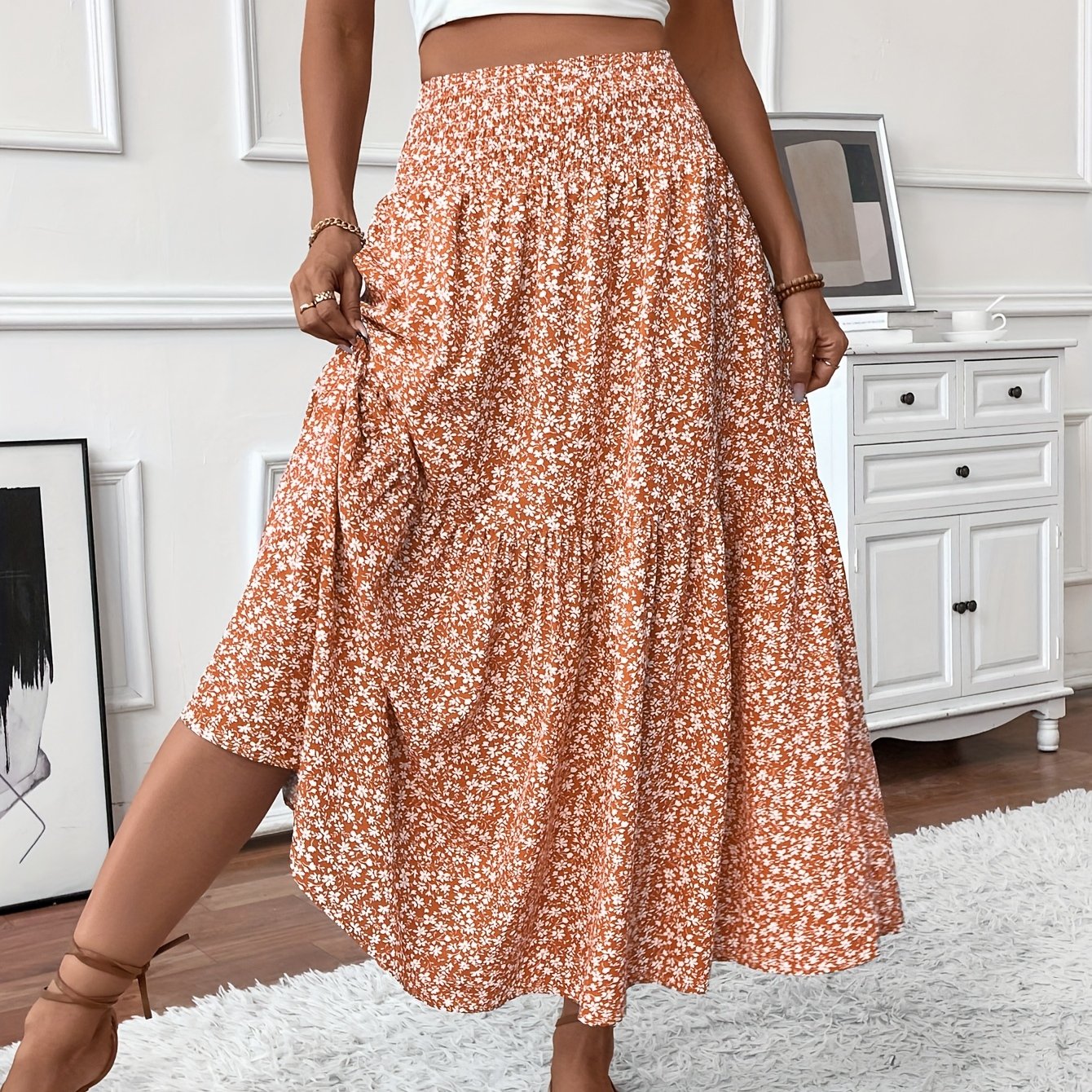 Malika | Tiered Floral Maxi Skirt