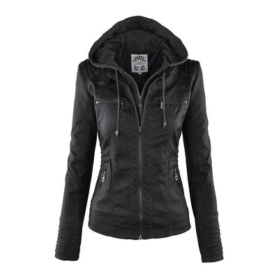 Elora | Chic Hooded Leather Jacket