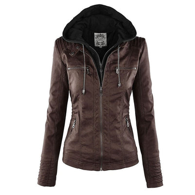 Elora | Chic Hooded Leather Jacket