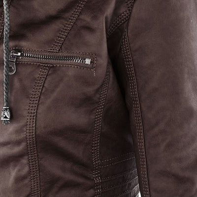 Elora | Chic Hooded Leather Jacket