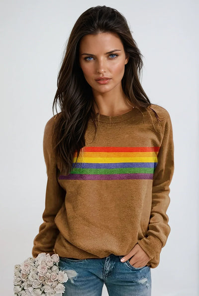 Lunara | Sweatshirt with Rainbow Print and Long Sleeves