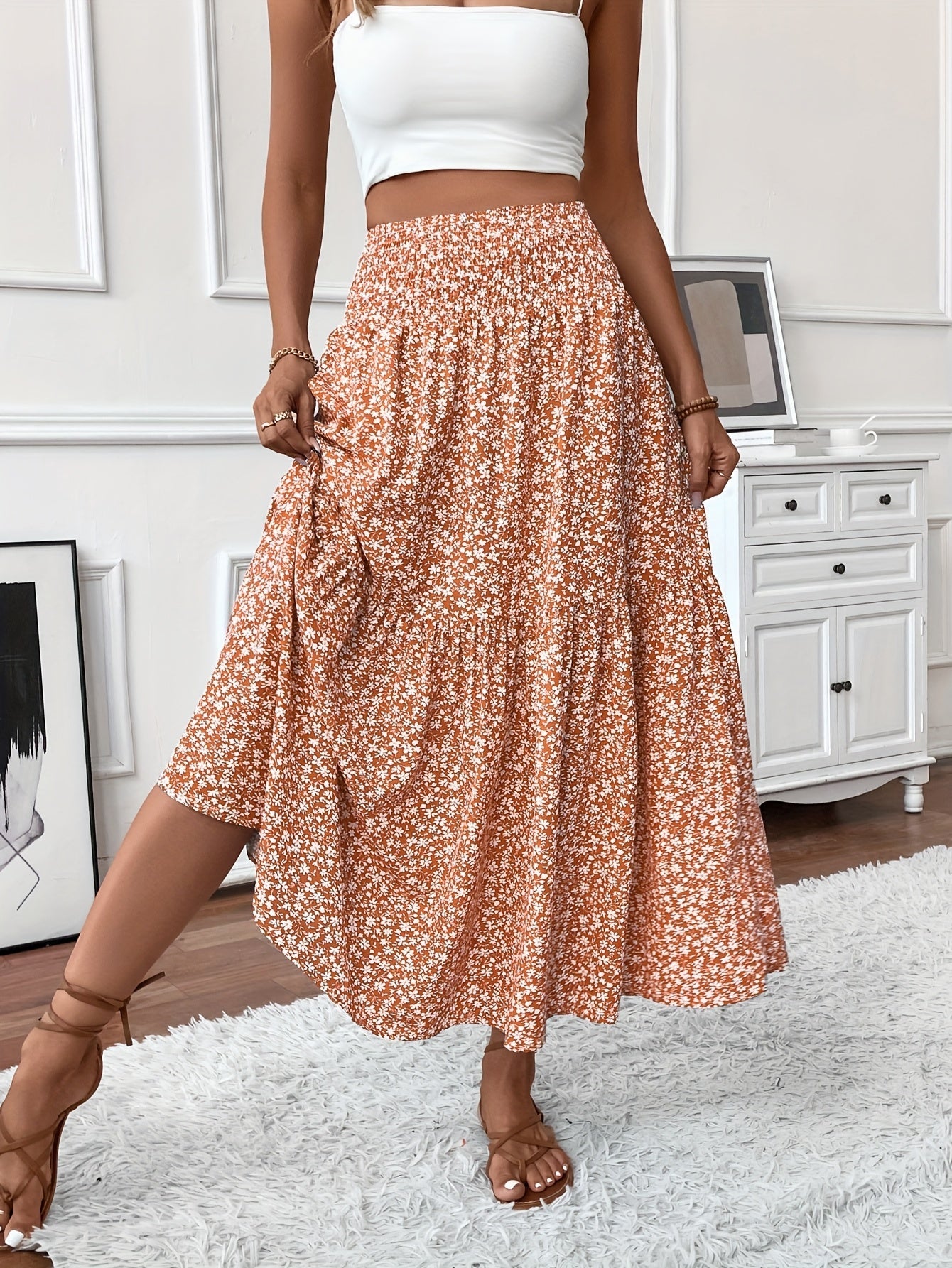 Malika | Tiered Floral Maxi Skirt