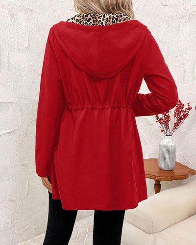 Reversible Leopard Print Hooded Coat