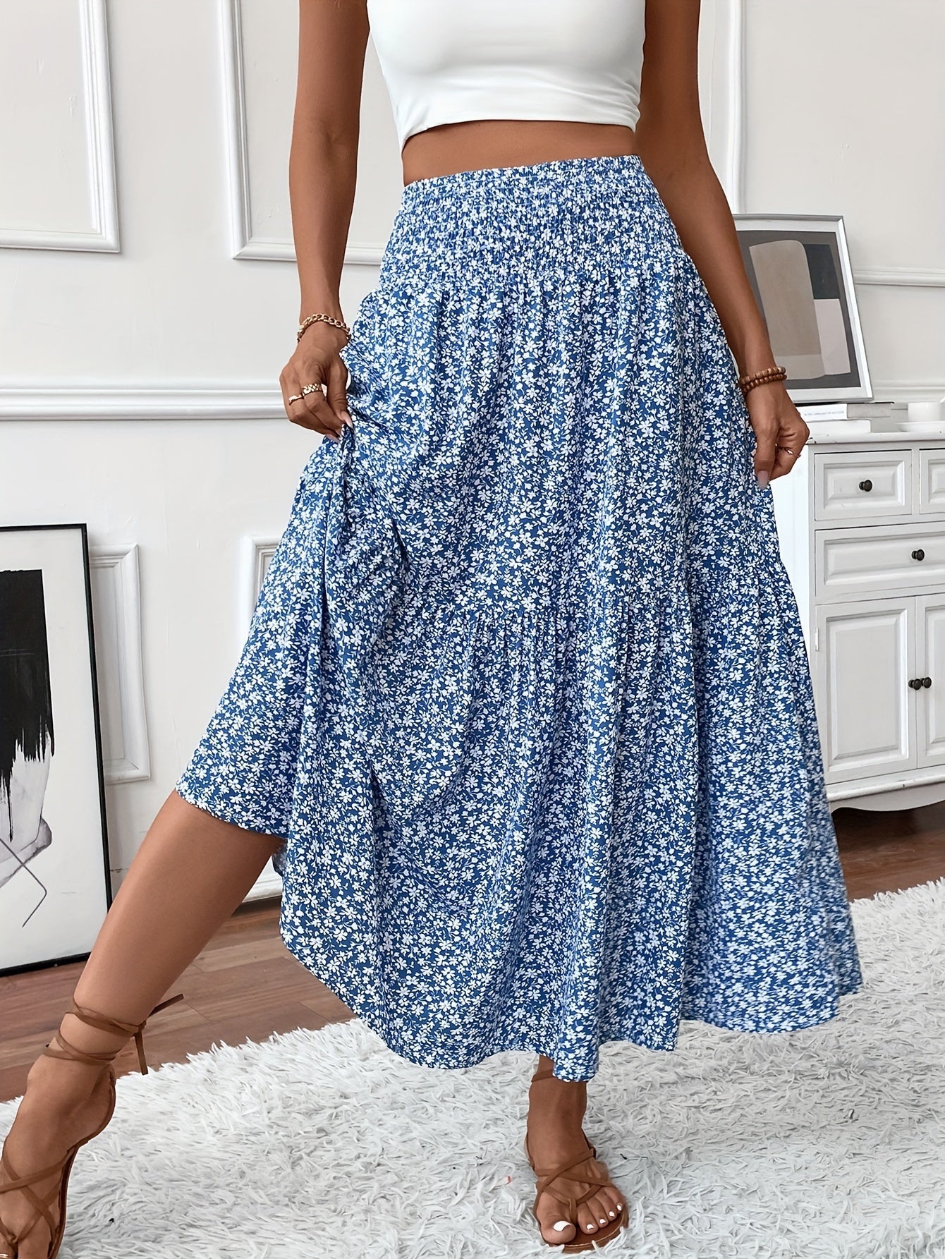 Malika | Tiered Floral Maxi Skirt